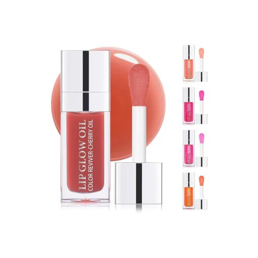 Hydrating Lip Glow Oil, Clear Plumping Lip Gloss, Long Lasting, Moisturizing, Non-Sticky, Tinted Lip Oil for Lip Care ( Rosewood )