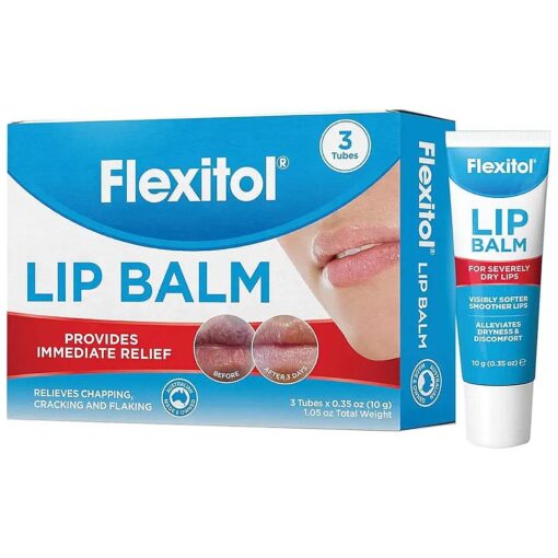 Flexitol Lip Balm, 0.35 Ounce Tube, Cream White, 3 Count ( Pack of 1 )