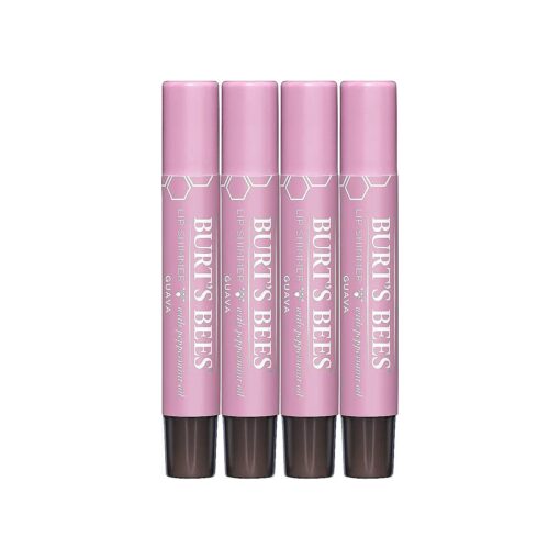 Burt 's Bees Shimmer Lip Tint Set, Tinted Lip Balm Stick, Moisturizing for All Day Hydration with Natural Origin Glowy Pigmented Finish & Buildable Color, Guava ( 4-Pack )