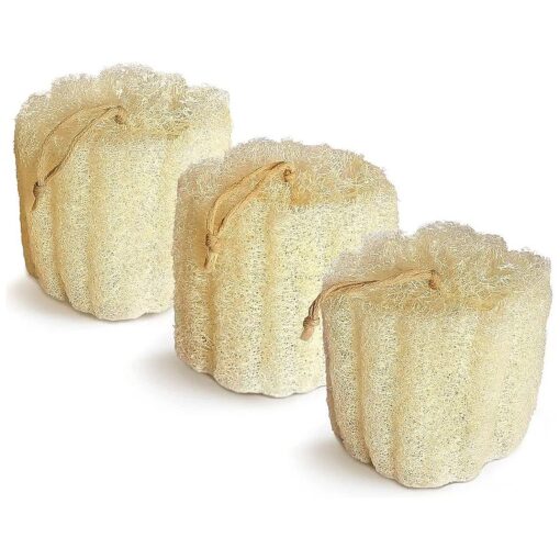 Natural Shower Loofah Sponge, Bath Exfoliating Loofa Body Scrubber, 5.5 `` Soft and Easy Foaming Spa Lufa Sponges ( 3 Pack )