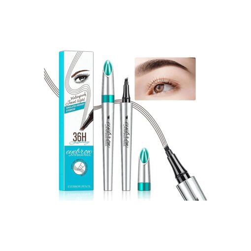 Microblading Eyebrow Pen, Eyebrow Pencil with Premium 4-Prong Micro-Fork Tip Applicator, Microblade Eyebrow Pen-Lift Your Brows Like Your Natural Brows, Stay on All Day, Smudge-Proof ( Dark Brown )