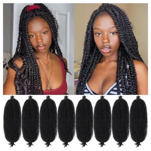 Marley Twist Braiding Hair Pre Stretched Marley Hair Wrapping Hair for Soft Locs Springy Afro Twist Hair 18 Inch Cuban Twist Hair for Braiding 8 Packs Spring Twist Crochet Hair for Women