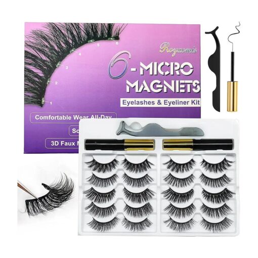 Royaomis 10 Pairs Cat-Eye Magnetic Lashes With Eyeliner Natural Looking, 3D Magnetic Eyelashes Natural Look With Eyeliner, Fake Eyelashes Magnetic, Eye Lashes Pack Natural Magnetic Eyelashes