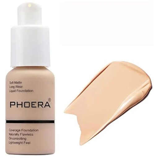 58g PHOERA Foundation Full Coverage Foundation Flawless Concealer Foundation Matte Oil Control Concealer Long Lasting Moisturizing Base Liquid Cover Cream Colour Changing Foundation for women & girls