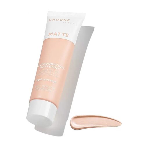 Undone Beauty Unfoundation Light Coverage Matte Foundation with Lightweight Formula for Even Skin Tone and Natural Looking Finish - Tea Tree for Oil Absorbing & Blemish Control - Pink Petal Light