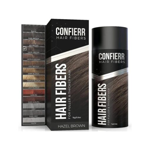 Hair Fibers for Men & Women ( 15 Grams, Hazel Brown ) - Fill In Fine or Thinning Hair, Instantly Thicker, Fuller Looking Hair