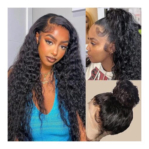 360 Lace Front Wigs Human Hair Pre Plucked Deep Wave Lace Front Wigs Human Hair Wigs for Black Women with Baby Hair Natural Hairline Deep Culy 360 Full Lace Human Hair Wigs 22 Inch