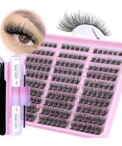 DIY Lash Extension Kit 180 Pcs, Lash Clusters with Lash Bond and Seal and Lash Applicator Tool Tweezer Natural Look Individual Lashes C Curl 10-18mm Lash Kit