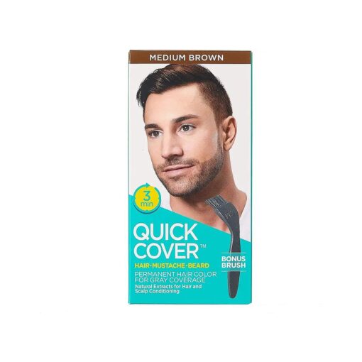 Quick Cover For Men Permanent Hair Color Mustache Beard QMC ( Medium Brown )