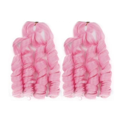 20 Inch French Curl Braiding Hair Pink 2 Packs French Curls Braiding Hair Curly Braiding Hair French Curl Box Braids with Curly Ends French Braid in Hair Extensions ( 20 Inch, Pink,2Pc )