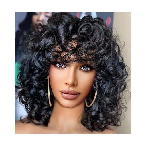 Short Curly Wig for Black Women, 14 Inches, Synthetic Hair, Lightweight, Easy to Style, Natural Looking