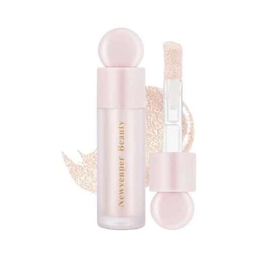 Highlighter with Face Brush Liquid Highlighter with Shimmer Finish Long Lasting Smooth Lightweight Highlighter Smudge Proof, Natural-Looking Waterproof Face Illuminator # 04