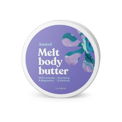 ASUTRA Magnesium Body Butter Lotion Lavender Scent | Natural Soothing Shea Butter & Almond Oil Moisturizer | Formulated with Premium-Quality Magnesium Oil to Recover & Revitalize, 7 oz