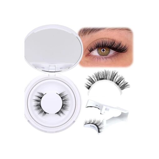 ALICROWN Magnetic Eyelashes Fluffy False Eyelashes No Glue Needed Magnetic Lashes Natural Strip Eye Lashes 1 Pair Cat Eye Magnetic Fake Eyelashes Durable Fake Lashes with Applicator