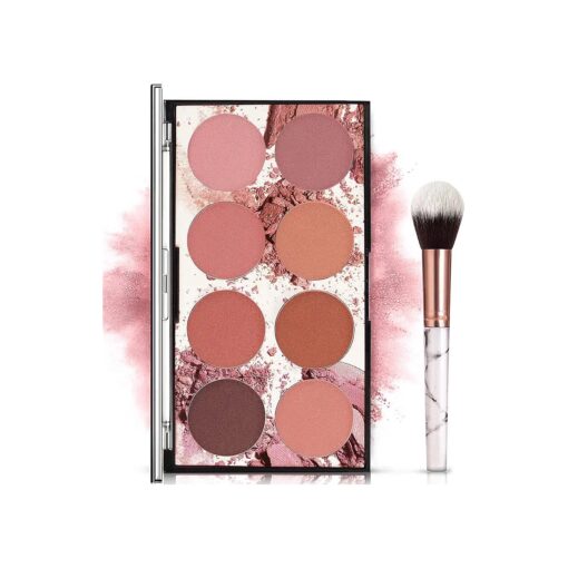 8 Colors Blush Palette, Matte Mineral Blush Powder Bright Shimmer Face Blush, Contour and Highlight Blush Palette, Professional Facial Beauty Cosmetic Makeup Blush