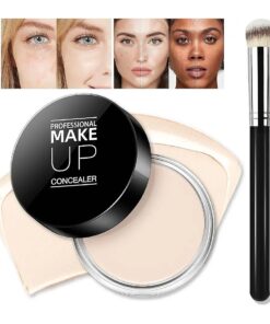 Cream Concealer Full Coverage Makeup, Matte Color Correcting Concealer with Brush, Waterproof, Conceals Blemish, Pores and Spots, Under Eye Makeup Concealer for Dark Circles ( # 01 IVORY WHITE )