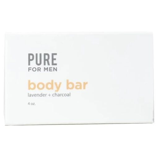 Pure for Men Soap Bar | Cleanser with Lavender and Activated Charcoal, Hydrates & Helps Eliminate Odor, Vegan | 4 oz .