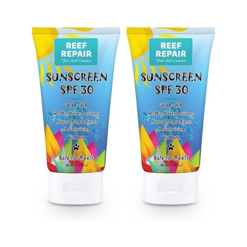 Reef Safe Sunscreen SPF 30 ( 2 Pack ) - Natural, Travel Size, Water Resistant 40 Minutes, Moisturizing, Broad Spectrum UVA/UVB Coral Friendly Mineral Suncream from Reef Repair