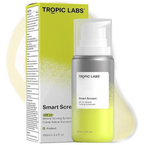 TROPIC LABS Smart Screen Mineral Tanning Sunscreen SPF 22 - Zinc Oxide Reef Safe Sunscreen Plus Natural Tanning Accelerator, Safe Tanning Lotion, Vacation Essentials For Face & Body 3.4oz