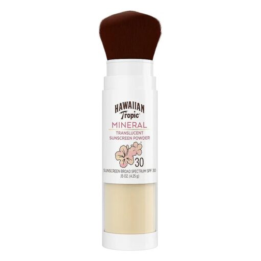 Hawaiian Tropic Mineral Powder Sunscreen Brush SPF 30 | SPF Powder Sunscreen for Face, Brush On Sunscreen Powder for Face, Translucent Powder SPF 30, Hawaiian Tropic Sunscreen Powder, 0.15oz