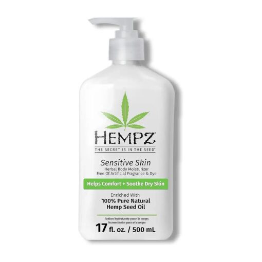 Hempz Sensitive Skin Herbal Moisturizer : Soothing Lotion with Oatmeal, Shea Butter, Hemp, Cocoa, Mango Seed - 17 Fl Oz