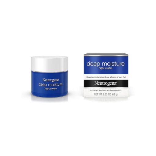 Neutrogena Deep Moisture Night Cream with Glycerin & Vitamin D3, Facial Moisturizer for Dry Skin with Shea butter, Glycerin, Vitamin D3, Non Greasy & Non Comedogenic, 2.25 oz