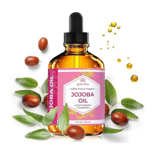 Leven Rose Jojoba Oil Organic, Pure Cold Pressed Natural Unrefined Moisturizer for Skin Hair and Nails 4 oz