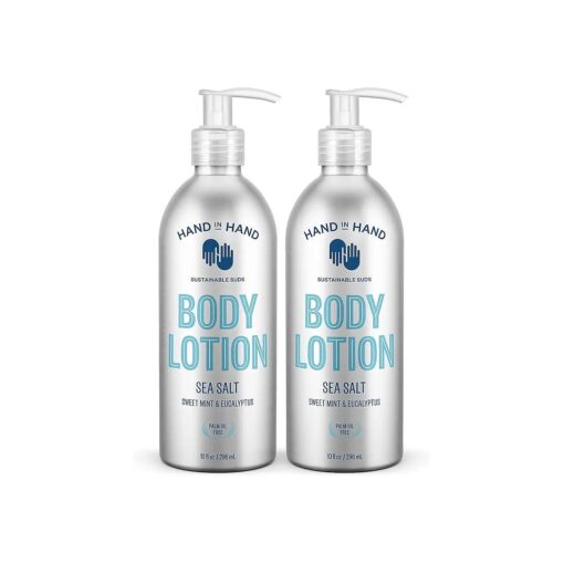 Hand in Hand Moisturizing Body Lotion, Dry Skin Lotion with Shea Butter, 10 Fl Oz, Sweet Mint & Eucalyptus, Sea Salt Scent, 2 Pack