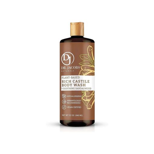 DR. JACOBS NATURALS Castile Sandalwood All-Natural Body Wash for Moisturizing Dry and Sensitive Skin Shampoo with Plant-Based Ingredients Gluten, Preservatives-Free Formula - 32 oz, Pack of 1