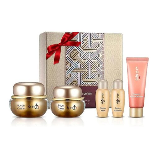 Sooryehan Boyun Cream Gift Set ( 5.2fl oz ) - Deeply Nourishing Moisturizer, Korean Skin Care for Firm Skin & Elasticity, Whole Korean Panax Ginseng, Natural Herbs .