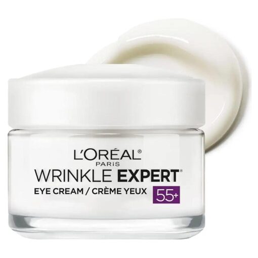 L'Oreal Paris Wrinkle Expert 55+ Anti-Wrinkle Eye Cream with Calcium, Reduce Crow 's feet, 0.5 Oz