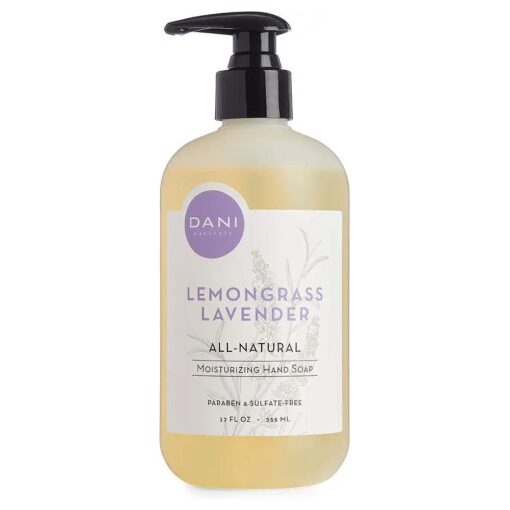 Natural Moisturizing Liquid Handwash by DANI Naturals - Calming Lemongrass Lavender Scented - Gentle Soap with Organic Aloe Vera - 12 Ounce Bottle Pump Dispenser