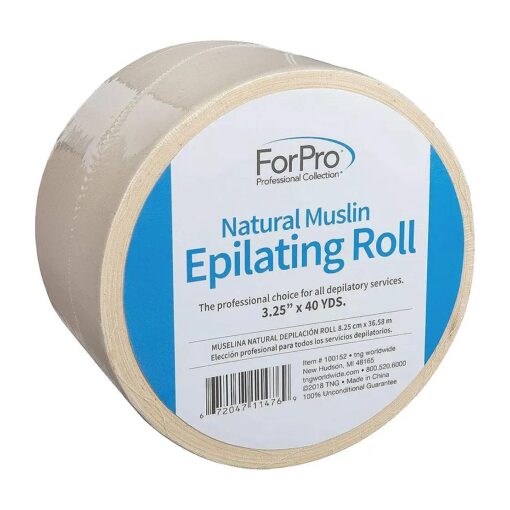 ForPro Professional Collection Natural Muslin Epilating Roll, Tear-Resistant, for Hair Removal, 3.25" W x 40 Yds