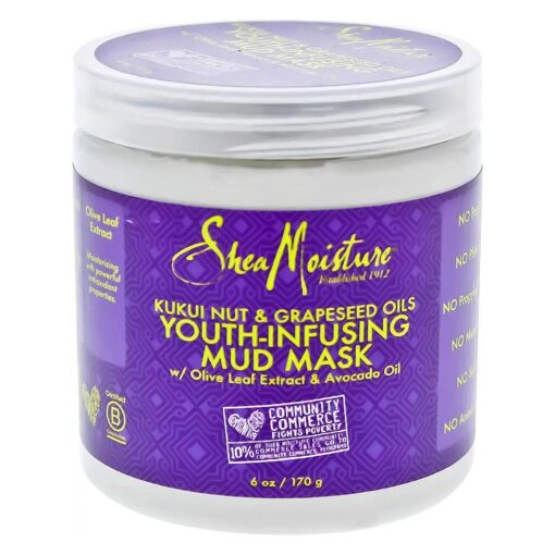 Shea Moisture Kukui Nut & Grapeseed Oils Youth-Infusing Mud Mask for Unisex, 6 Ounce