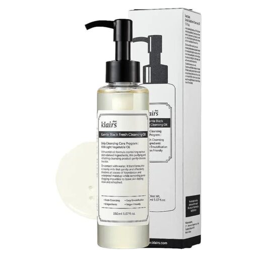 DearKlairs ] Gentle Black Fresh Cleansing Oil, a light and spreadable texture, only 6 ingredients ( 5.07 Fl Oz )