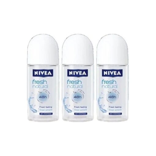 Nivea Fresh Natural 48 Hours Deodorant Roll on 50 Ml, 3 Pack l