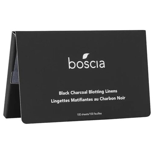 boscia Black Charcoal Blotting Linens - Vegan, Cruelty-Free, Natural Skin Care - Oil Blotting Sheets for Face - For Combination to Oily Skin Types - Travel Size - 100 Sheets