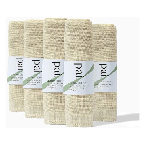 Pai Skincare - The Aileron Exfoliating Organic Muslin Cloth | Natural, Vegan, Sensitive Skincare ( 5 Pack )