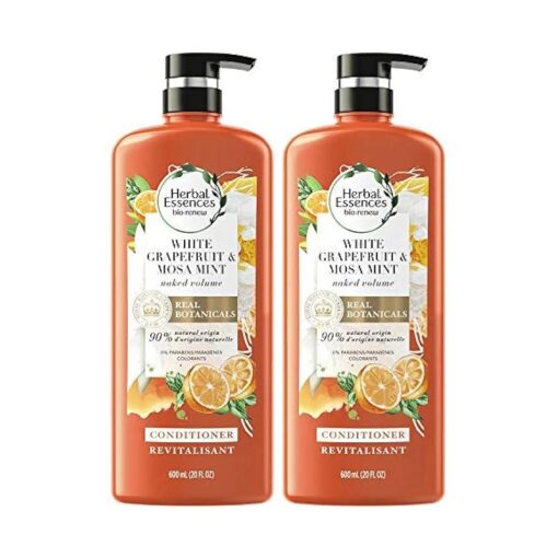 Herbal Essences, Volumizing Conditioner With Natural Source Ingredients, For Fine Hair, Color Safe, BioRenew White Grapefruit & Mosa Mint, 20 fl oz, Twin Pack