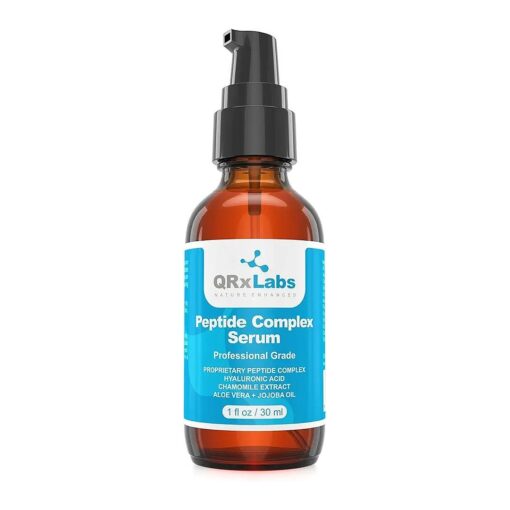 Peptide Complex Serum/Collagen Booster for the Face with Hyaluronic Acid and Chamomile Extract - Anti Aging Peptide Serum, Reduces Wrinkles, Heals and Repairs Skin - Tightening Effect - 1 fl oz