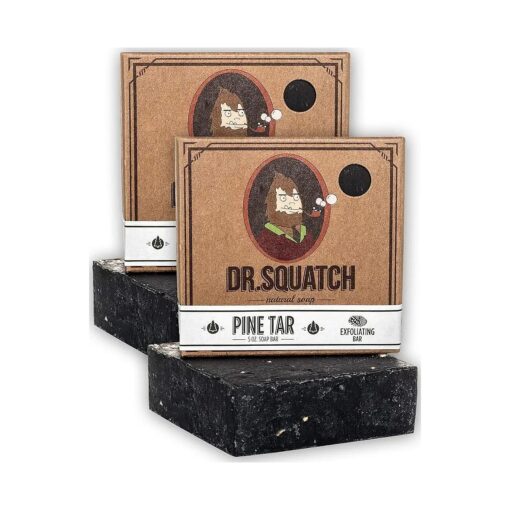 Dr. Squatch Pine Tar Soap 2-Pack Bundle - Mens Bar with Natural Woodsy Scent and Skin Exfoliating Scrub - Handmade with Pine, Coconut, Olive Organic Oils in USA ( 2 Bar Set )