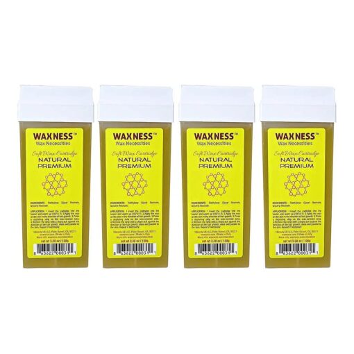 Wax Necessities Waxness Natural Polymer Premium Soft Wax Cartridge 3.38 Ounces Pack of 4