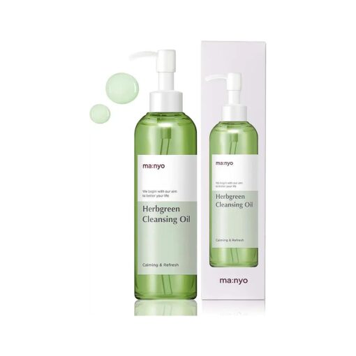 ma : nyo Herb Green Cleansing Oil 6.7 fl oz ( 200ml ) Korean Facial Cleanser, Daily Makeup Remover for Women, Effective Cleansing Without Clogging Pores, with Artemisa, Tea Tree