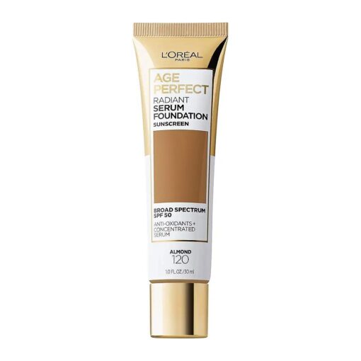 L'Oreal Paris Age Perfect Radiant Serum Foundation with SPF 50, Almond, 1 Ounce