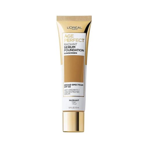 L'Oreal Paris Age Perfect Radiant Serum Foundation with SPF 50, Hazelnut, 1 Ounce