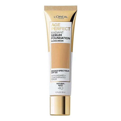 L'Oreal Paris Age Perfect Radiant Serum Foundation with SPF 50, Natural Buff, 1 Ounce