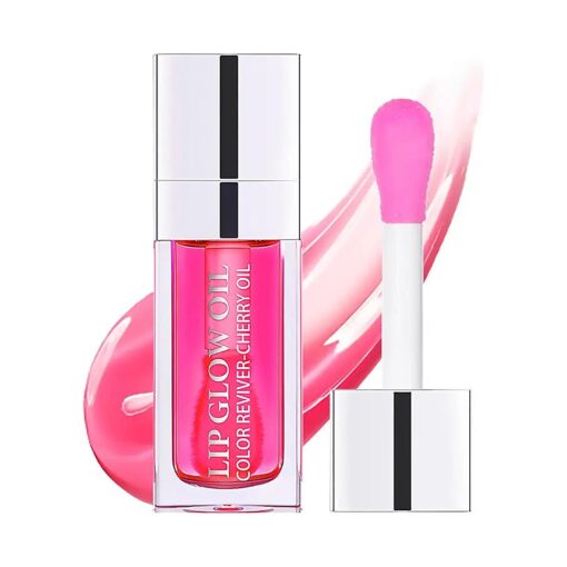 Hydrating Lip Glow Oil, Moisturizing Lip Gloss, Plumping Lip Oil, Non-Sticky Long Lasting Lip Oil Gloss, Transparent Lip Oil Tinted, Reduce lip lines ( Raspberry )