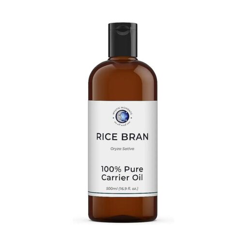 Rice Bran Carrier Oil - 500ml - Pure & Natural Oil Perfect for Hair, Face, Nails, Aromatherapy, Massage and Oil Dilution Vegan GMO Free