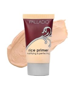 Palladio Rice Primer, Formulated with Natural Rice, Controls Oil on Your Skin and Locks in Makeup, Lightweight with a Smooth Matte Finish, Reduces Facial Shine, for All Skin Types, Beige, 0.71 Fl Oz