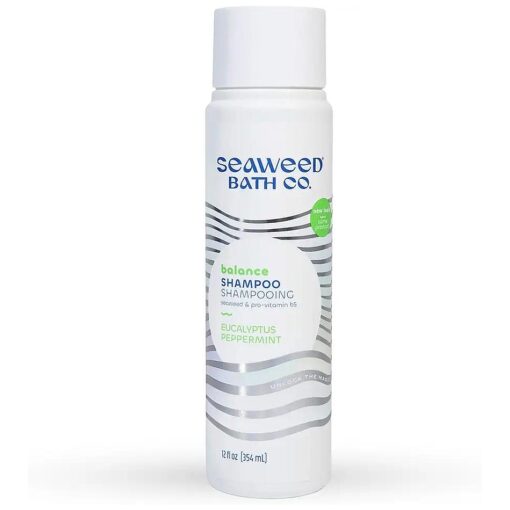 Seaweed Bath Co. Balance Shampoo, Eucalyptus Peppermint Scent, 12 Ounce, Sustainably Harvested Seaweed, Pro Vitamin B5, For Normal to Oily Hair